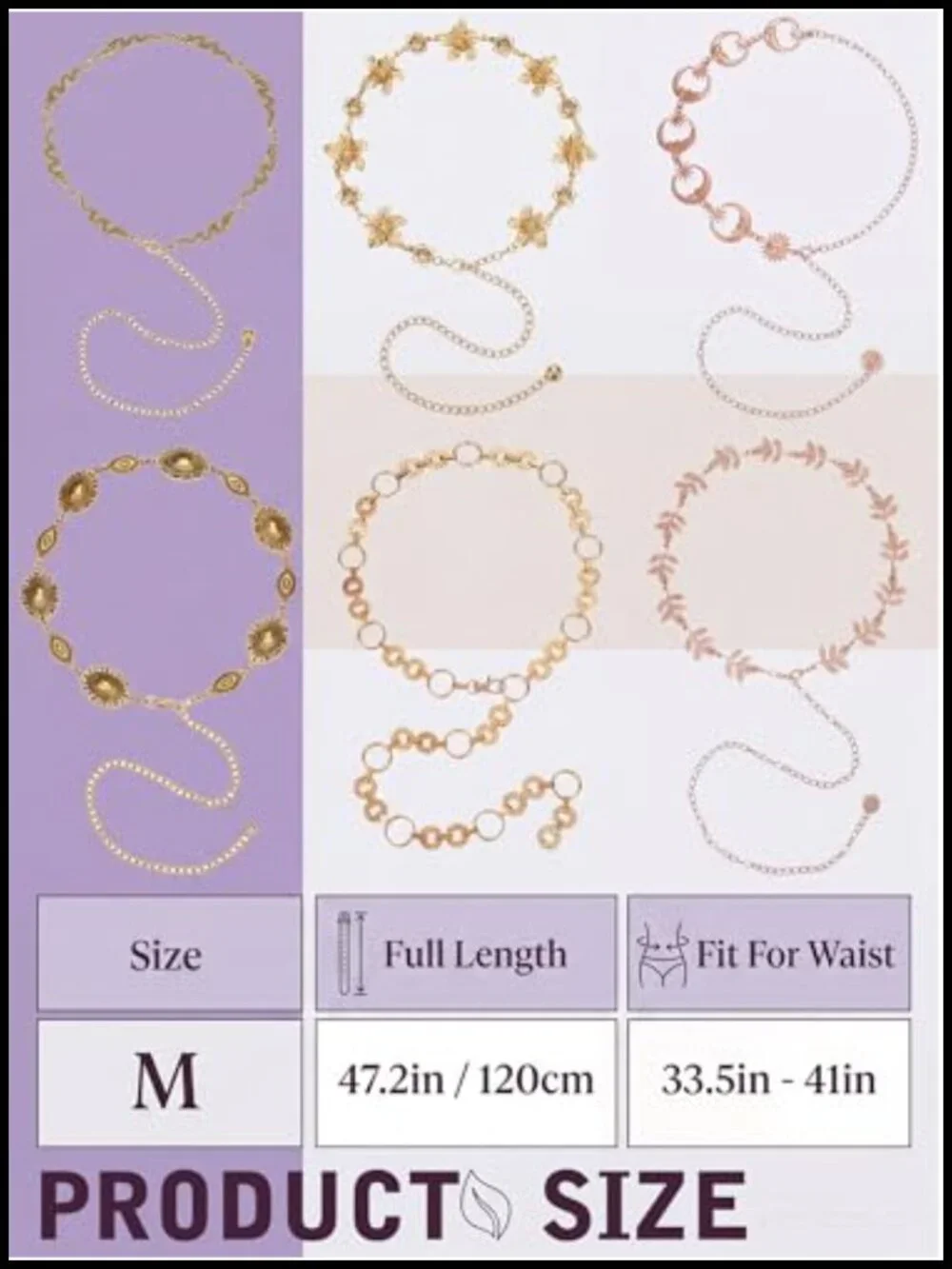 6 Pack Multi Layer Gold Silver Waist Chain Belt Women Body Chain Belt for Jeans